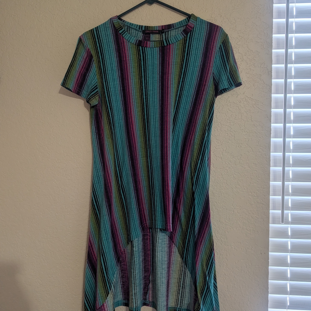 Crazy Train Vibrant Striped High Low Dress